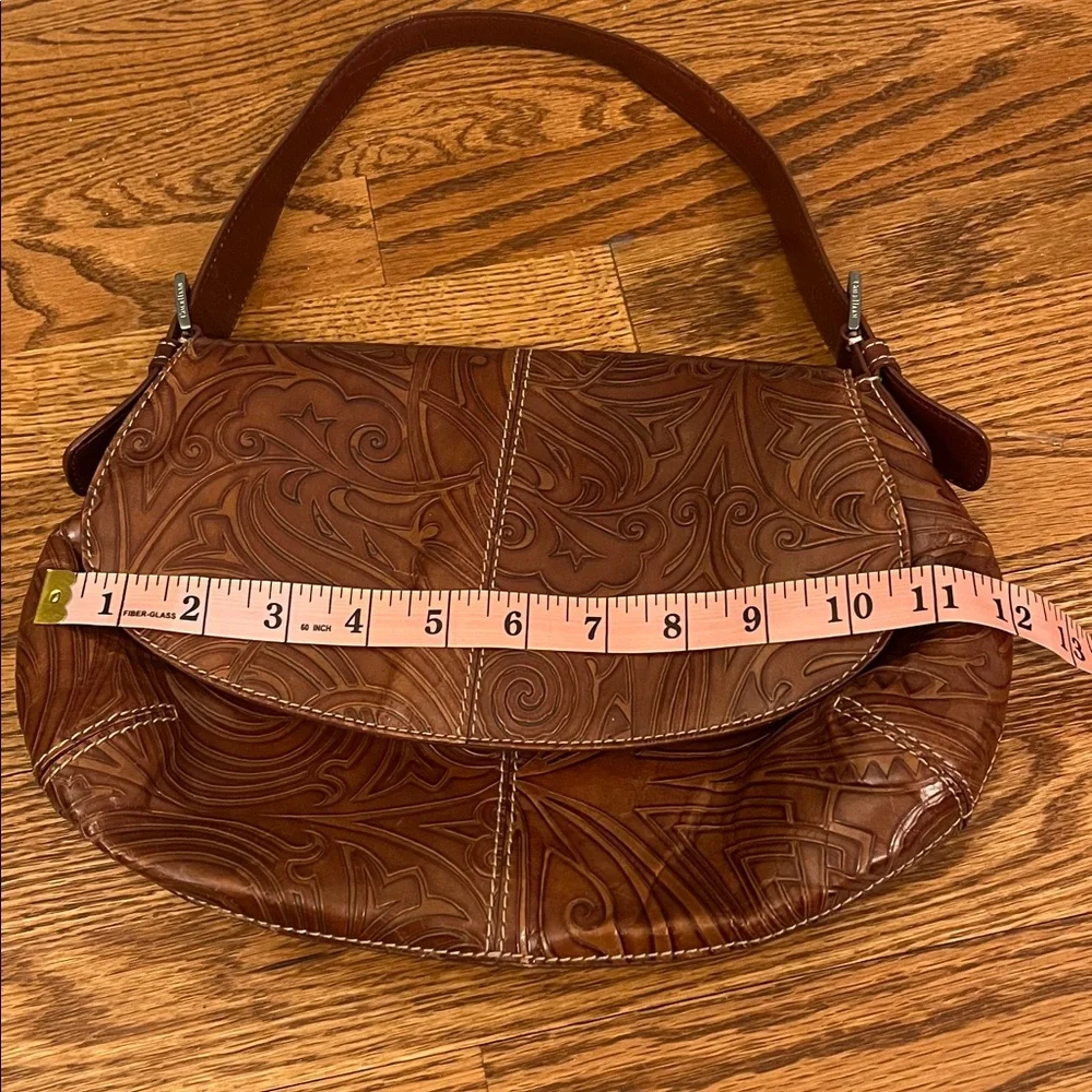 Cole Haan Brown Tooled Leather Shoulder Bag vintage
